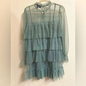 Sheer Polka Dot Ruffle Dress